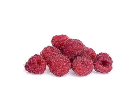 Fresh Raspberry With Leaves Isolated On White Background Stock Photo