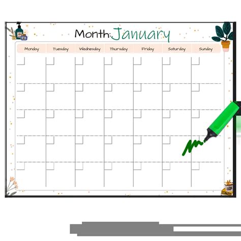 Custom Magnetic Dry Erase Calendar Printing Service
