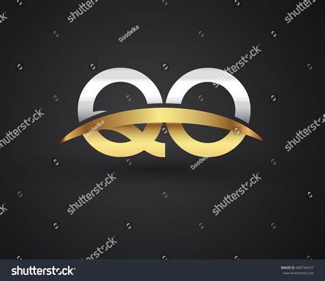 Qo Initial Logo Company Name Colored Gold And Royalty Free Stock