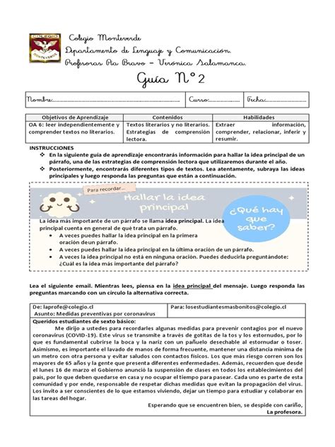 Guia N°2 Lenguaje 6 Pdf