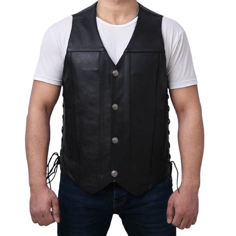 Doe Mens Motorcycle Western Style Leather Vest