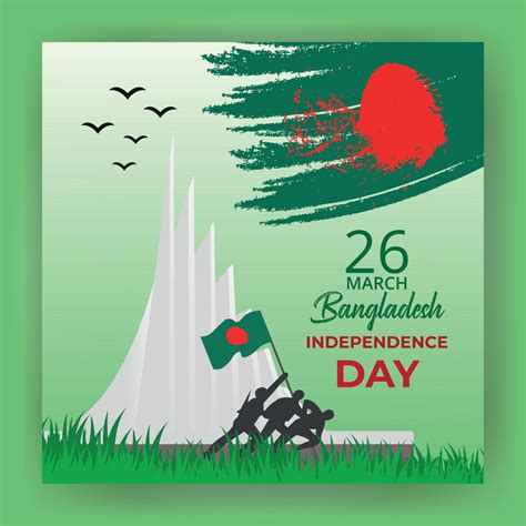 Happy Bangladesh Independence Day Vector Illustration With National