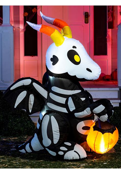 5ft Cute Skeleton Dragon Inflatable Prop Decoration Halloween Inflatables