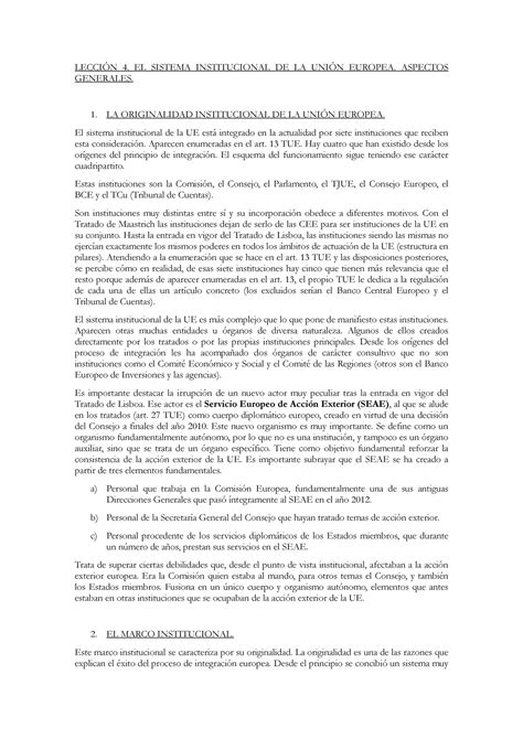 TEMA 4 Apuntes Derecho UE Prof Norberto LECCIÓN 4 EL SISTEMA