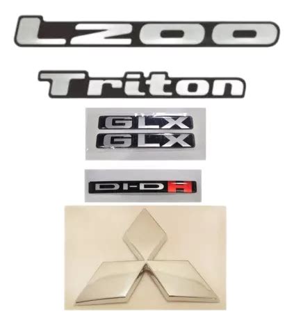 Kit Emblemas L200 Triton Glx Logo Traseiro Parcelamento Sem Juros