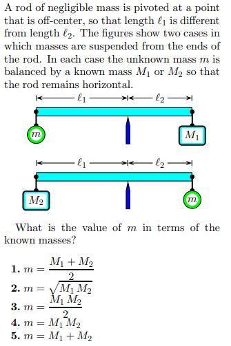 Solved A Rod Of Negligible Mass Is Pivoted At A Point That Chegg