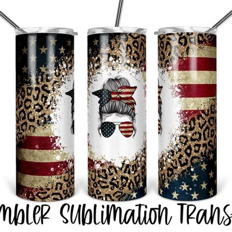 Us Flag And Gold Leopard Tumbler Sublimation Transfer Ready Etsy