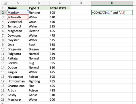 Excel Concat Function