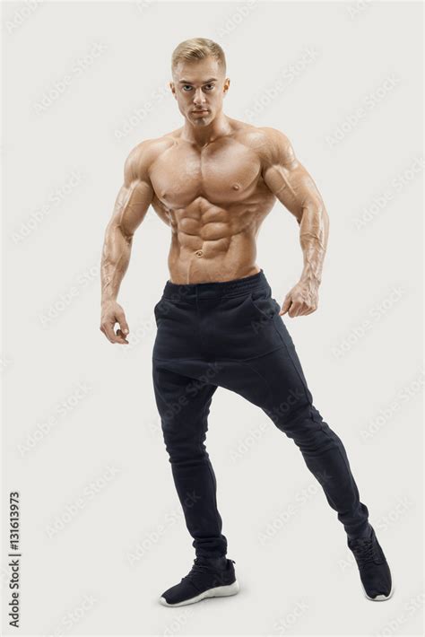 Shirtless Male Model Posing Muscular Core Stock Adobe Stock