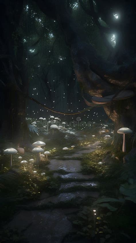 Fantasy Landscape with Mushrooms in the Forest, 3d Render. Stock ...