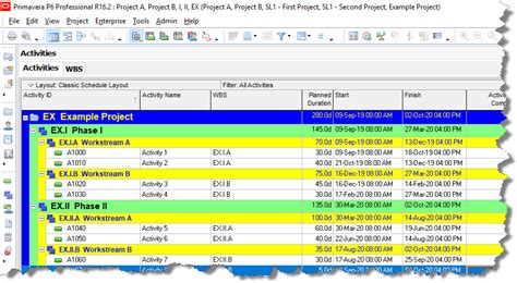 Wbs With Summary Activities In Primavera P6 Onepager