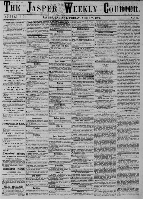 A History Of The Jasper Weekly Courier Hoosier State Chronicles