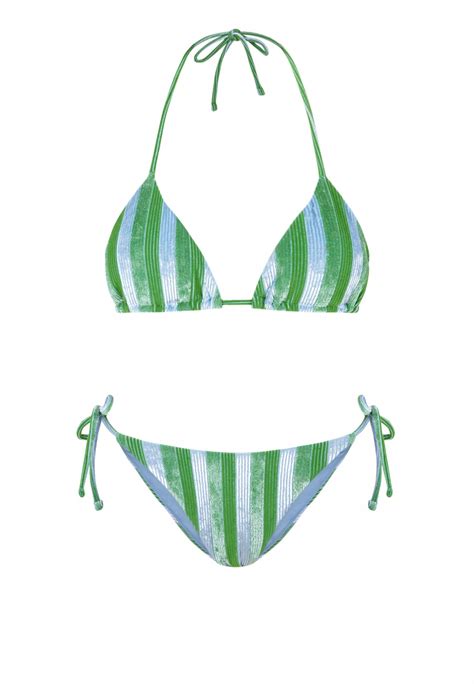 Bikini Triángulo Divino Verde y Azul Robin Collection Robin Collection
