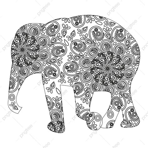 Hand Drawn Elephant Vector Png Images Indian Elephant Hand Drawn Doodle With Tribal Ornament