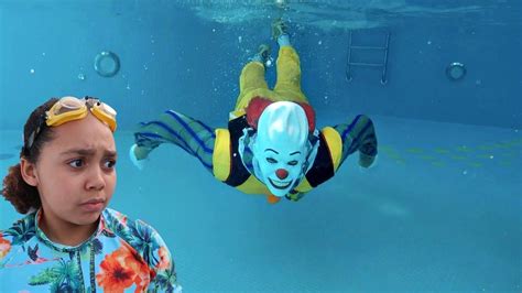 Scary Clown In Our Swimming Pool Youtube