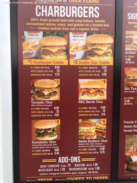 Menu At The Habit Burger Grill Drive Thru Restaurant Woodland