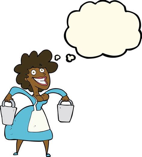 Cartoon Milkmaid Carrying Buckets With Thought Bubble 43491899 Png