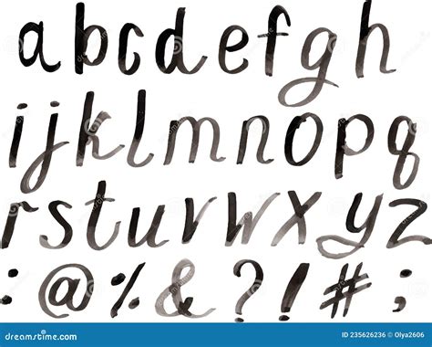 Handwritten Alphabet In Black Ink By Hand Vector Alphabet For Design