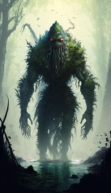 Premium Ai Image A Monster In A Forest With A Tree In The Background