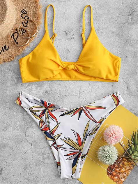 Leaf Print Knot Bikini Swimsuit Artofit