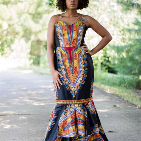 African Print Ankara Handmade Black Dashiki Bustier M… Gem