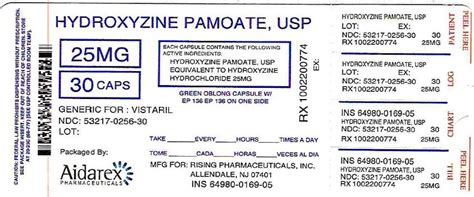 Hydroxyzine Pamoate - FDA prescribing information, side effects and uses