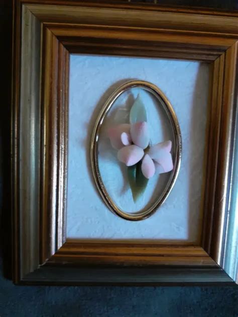 UNUSUAL CAPODIMONTE PORCELAIN Flower Of The Month July Mini Framed