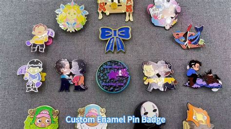 No Minimum Manufacturer Factory Custom Soft Enamel Glitter Anime Cartoon Lapel Pins Metal Badge