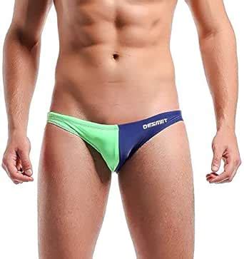 Amazon DESMIIT Traje de baño de talle bajo para hombre Colorant Match Swim Brief Bikini