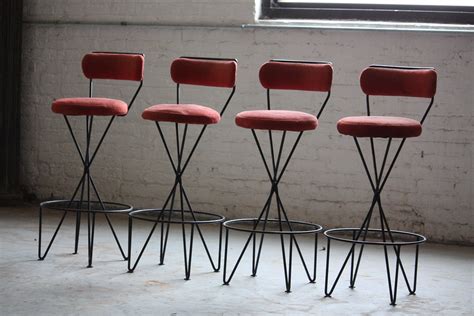 Titilating Paul Tuttle Mid Century Modern Wrought Iron Bar Stools