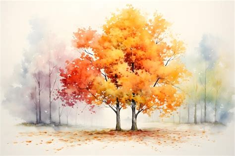 Premium AI Image | Watercolor painting of autumn trees