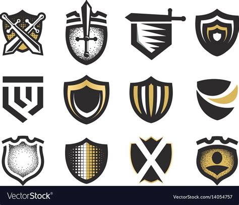 Isolated Abstract Medieval Shields Logos Set Coat Vector Image On