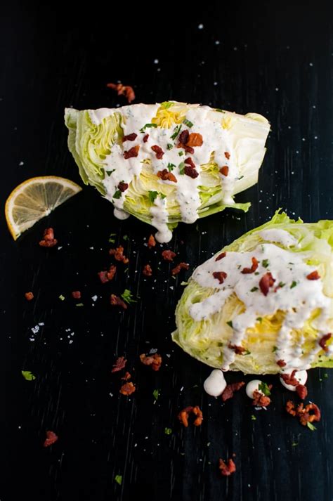 Classic Iceberg Wedge Salad with Homemade Ranch Dressing and Bacon ...