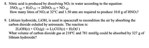 [solved] 8 Nitric Acid Is Produced By Dissolving N02 In Water According Course Hero