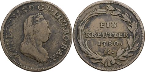 RDR Habsburg Kreutzer 1780 K Maria Theresia 1740 1780 Kursmünze s