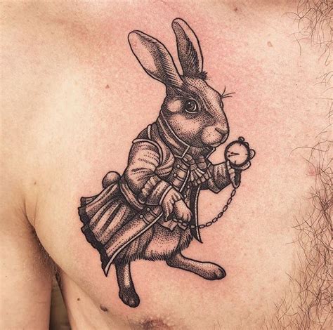 White Rabbit Outline Tattoo