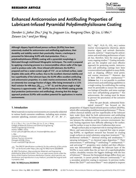 Pdf Enhanced Anticorrosion And Antifouling Properties Of Lubricant