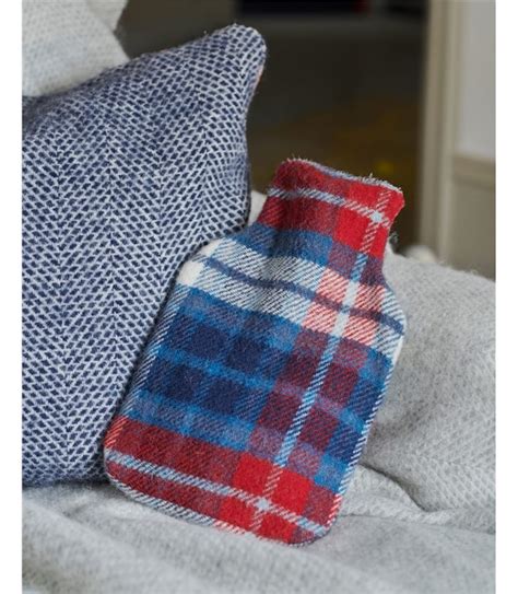Navy Red Cream Hot Water Bottle Cover WoolOvers UK