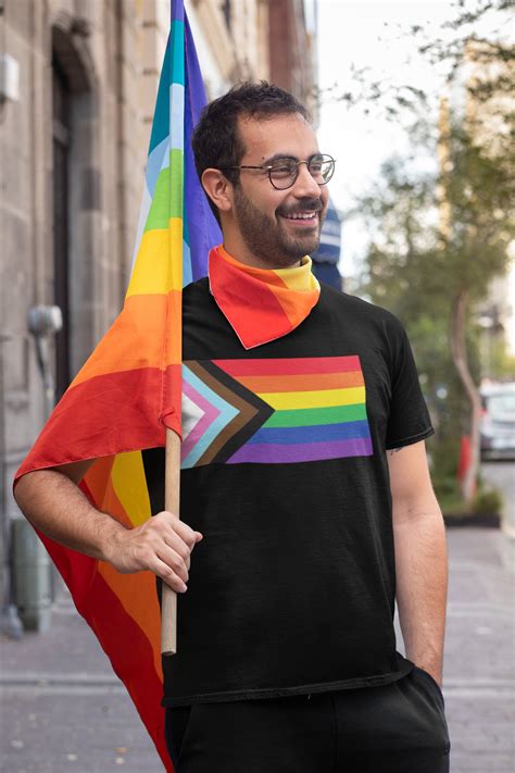 Progress Pride Flag T Shirt LGBTQ BIPOC Rainbow Gay Pride Etsy