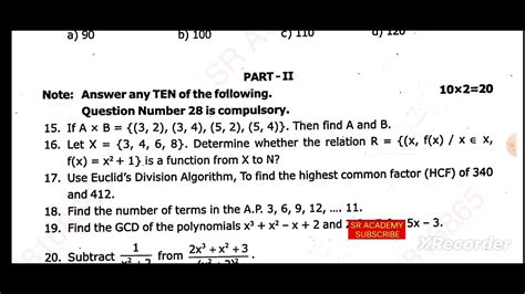 10th Std Maths Quarterly Exam Original Question Paper Thenkasi Dt Tamil Medium 2022 23 Youtube