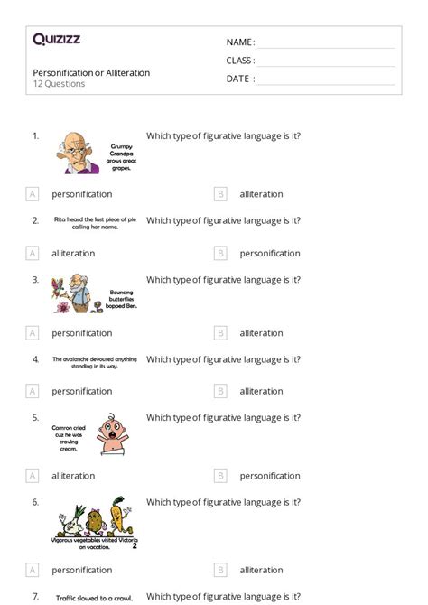 50 Alliteration Worksheets For 5th Class On Quizizz Free Printable