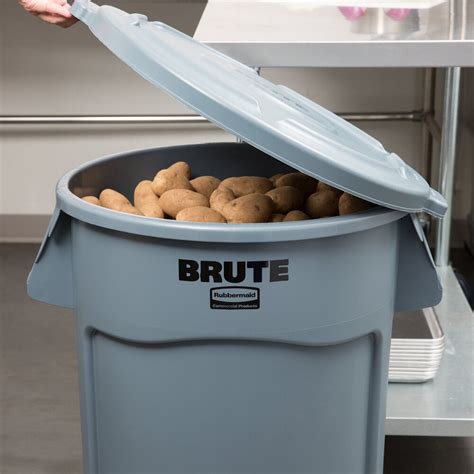 Rubbermaid BRUTE 44 Gallon Gray Trash Can and Lid