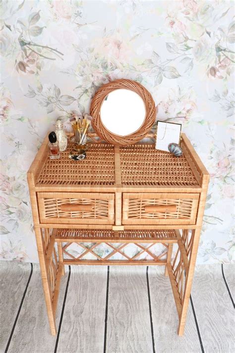 Wicker Dressing Table Computer Table Bedside Table Rattan Etsy