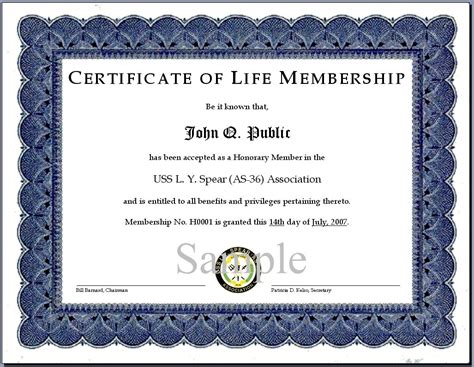 Certificate For Honorary Life Membership Constantinegues S Blog