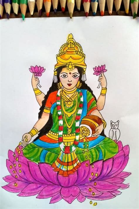 Lakshmi Mata Drawing How To Draw Lakshmi Mata Lokkhi Thakur Drawing