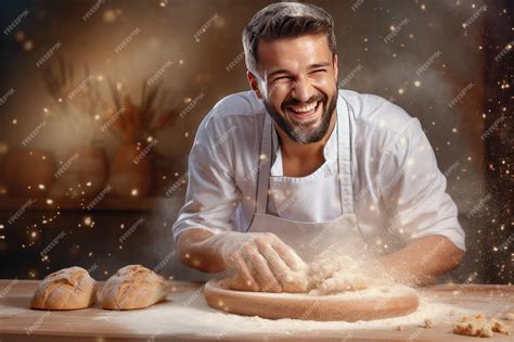Premium Ai Image A Professional Baker Bakes Beautiful Bread