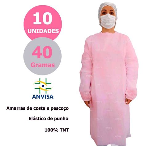 Avental Descart Vel Rosa Tnt Gr M Longa C Registro Anvisa Shopee