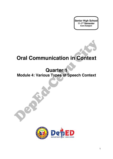 4 Q1 Oral Com Oral Communication Module 4 Quarter 1 Oral