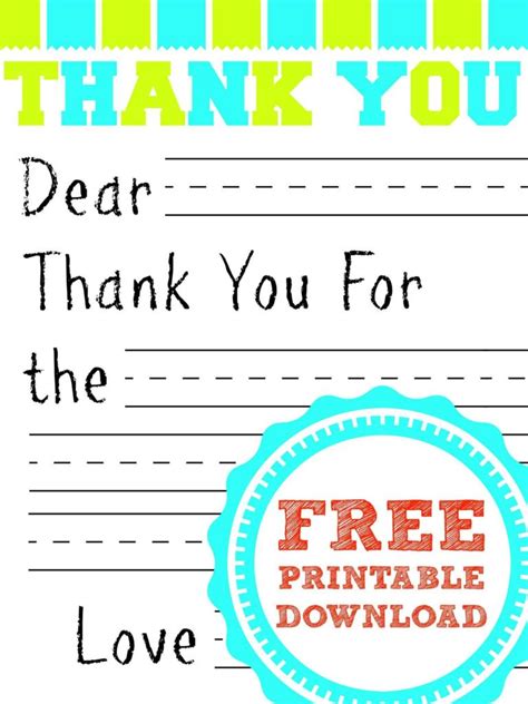 Childrens Thank You Cards Free Printable Printable Templates