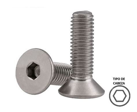 Tornillo Allen Cabeza Plana Inoxidable M X Mm Pzs